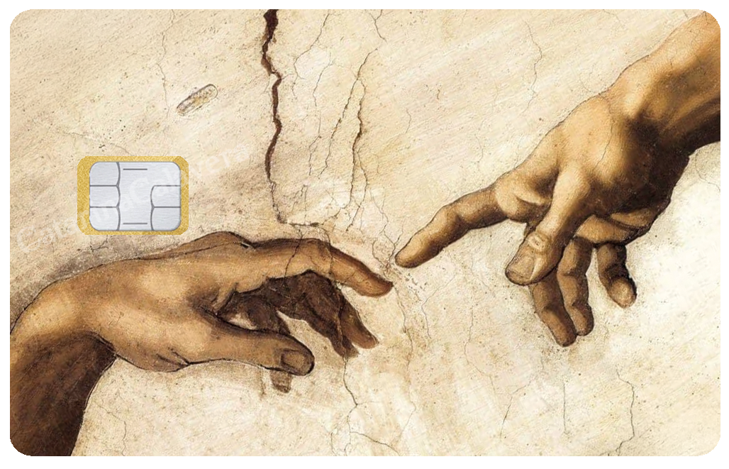 La Création d'Adam - sticker pour carte bancaire, format US