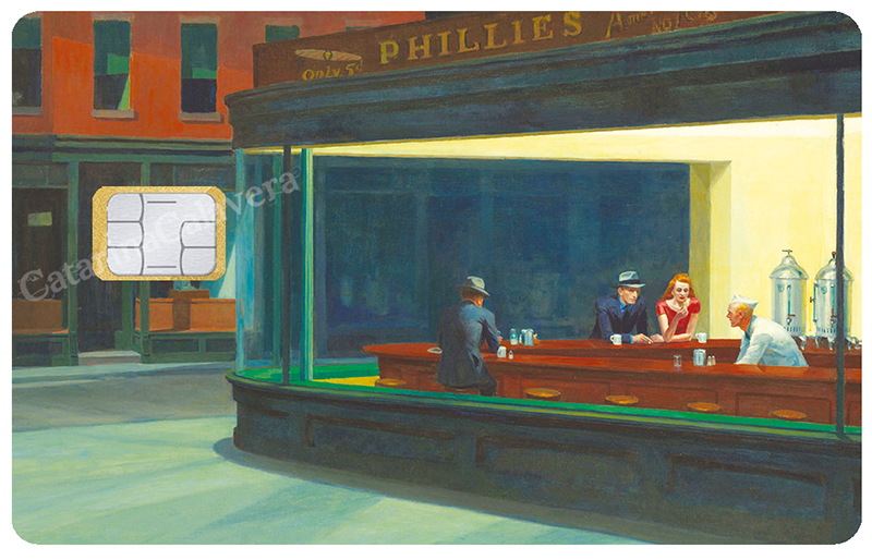 Nighthawks by Edward Hopper, Sticker pour carte bancaire, format US