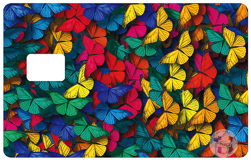Les papillons - Sticker pour carte bancaire, 2 formats de carte bancaire disponibles