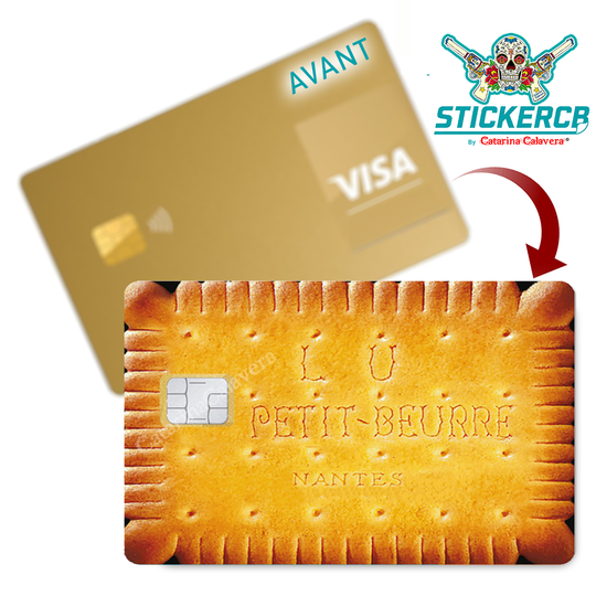 Petit beurre - Sticker pour carte bancaire, disponible en deux formats.