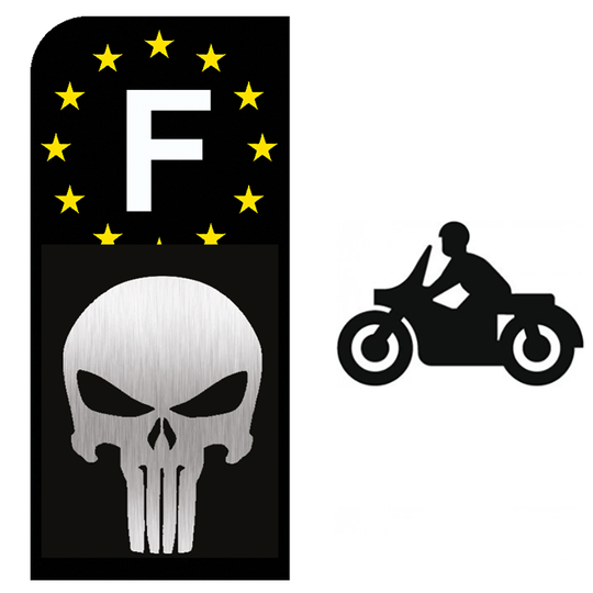 Stickers pour plaque d'immatriculation MOTO, EUROBAND - PUNISHER - noir