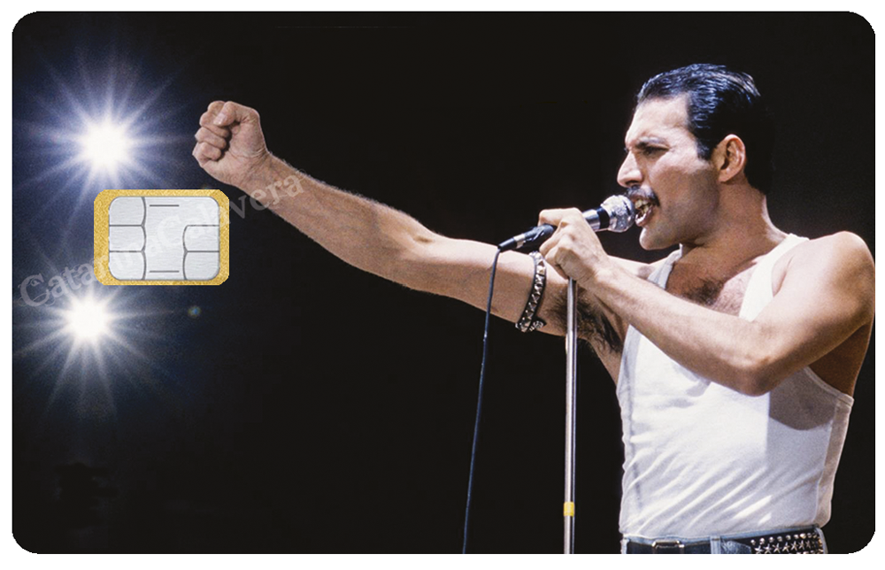 Freddie Mercury  - sticker pour carte bancaire, 2 formats de carte bancaire disponibles