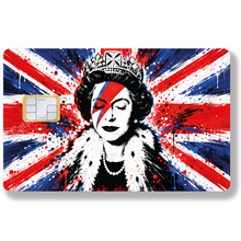 Load image into Gallery viewer, Queen Elizabeth Vs Bowie in England - Credit card sticker, available in two sizes.
