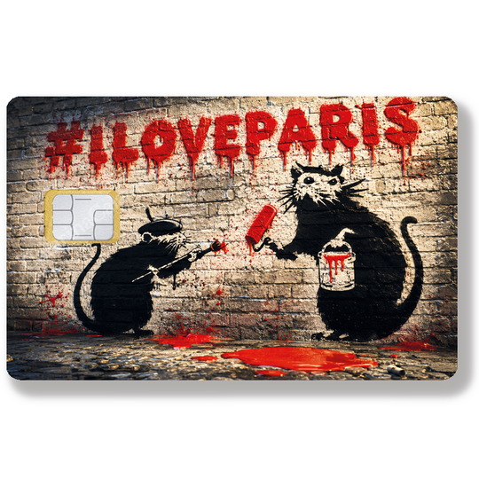 Les rats aiment Paris - Sticker pour carte bancaire, Format US