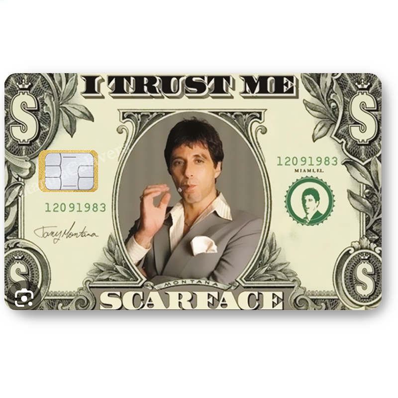 Tony Montana, Scarface - sticker pour carte bancaire, format US