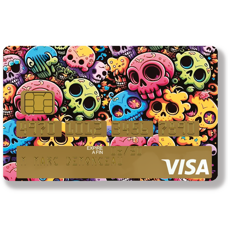 Skeleton Tribute to GOLDORAK – Sticker pour carte bancaire, disponible en deux formats.