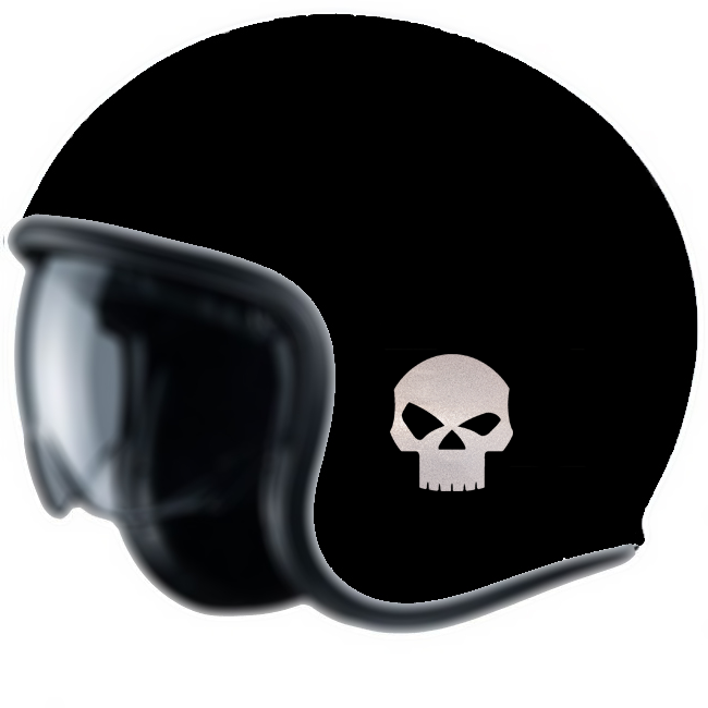 2 Stickers, Skull dubitatif, Rétro-Réfléchissants pour Casques, Moto, vélo, trottinette