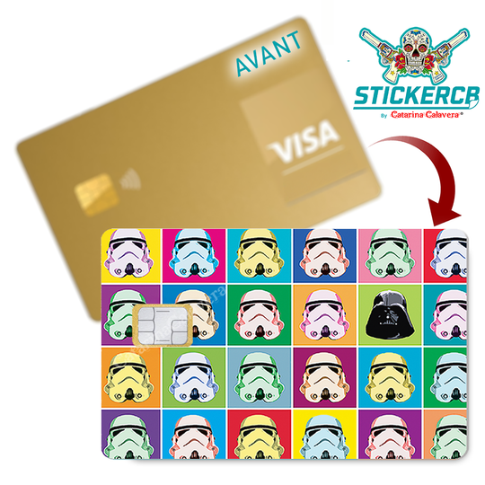 Stormtrooper by Andy Wharol - Sticker pour carte bancaire, disponible en deux formats.