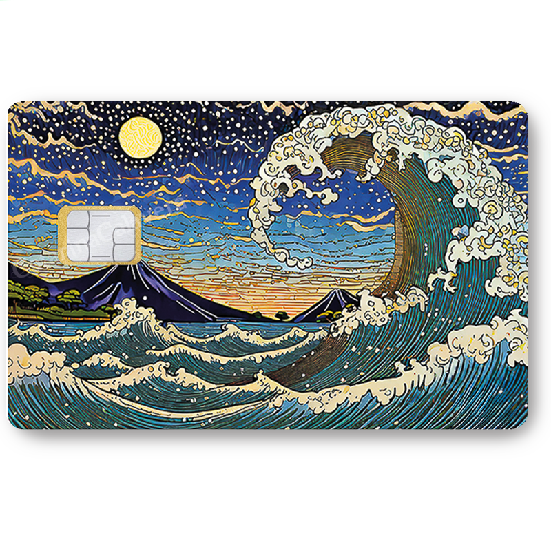 La vague nocturne - sticker pour carte bancaire, format US