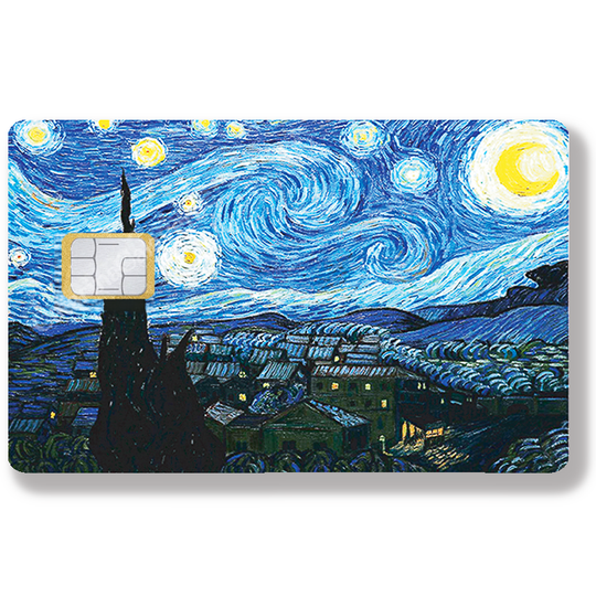 La Nuit étoilée de Van Gogh Sticker - Sticker pour carte bancaire, disponible en deux formats.