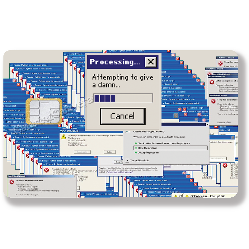 WIN 95 processing - sticker pour carte bancaire, format US