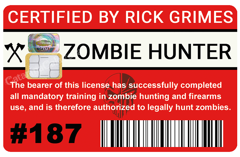 Zombie Hunter, Sticker pour carte bancaire, format US