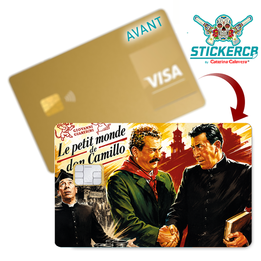 Don Camillo, édition limitée 100 ex - Sticker pour carte bancaire, disponible en deux formats.