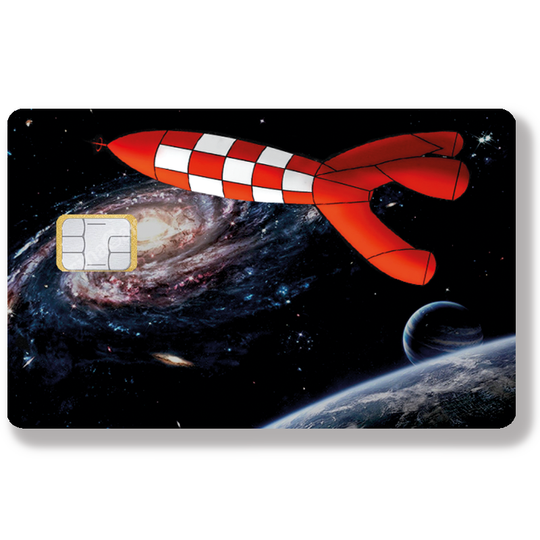 La fusée, édition limitée 100 ex - Sticker pour carte bancaire, disponible en deux formats.