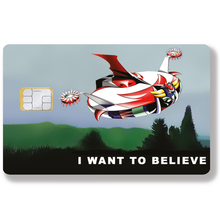 Load image into Gallery viewer, Goldorak, I want to believe - Sticker pour carte bancaire, disponible en deux formats.
