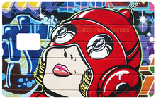 Charger l&#39;image dans la galerie, Graffiti girl - sticker pour carte bancaire, format US
