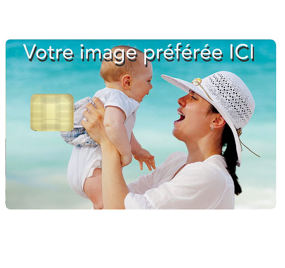 Sticker personnalisé pour carte bancaire, format US , avec votre image préférée