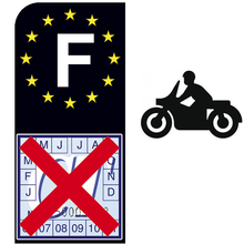 Load the image in the gallery, NO to the motorcycle technical control, blue or black, Sticker for license plate