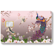 Load image into Gallery viewer, Paon et Grue - Sticker pour carte bancaire, disponible en deux formats.
