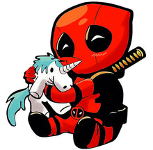 Upload image to gallery, Sticker, Baby on board! Deadpool and his unicorn