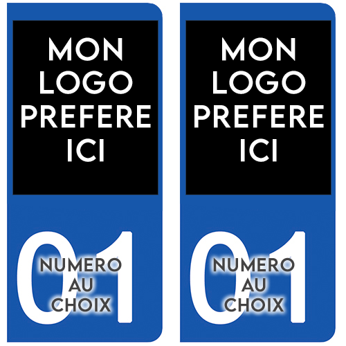 Stickers personnalisés pour plaque d'immatriculation AUTO, Fond BLEU