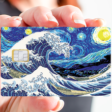 Charger l&#39;image dans la galerie, La Vague de Kanagawa  Vs la nuit étoilée - sticker pour carte bancaire, 2 formats de carte bancaire disponibles
