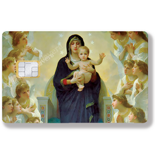 Charger l&#39;image dans la galerie, La vierge a l&#39;enfant - Sticker pour carte bancaire, disponible en deux formats.

