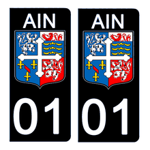 Load the image in the gallery, 01 AIN - Stickers for license plate, available for AUTO and MOTO