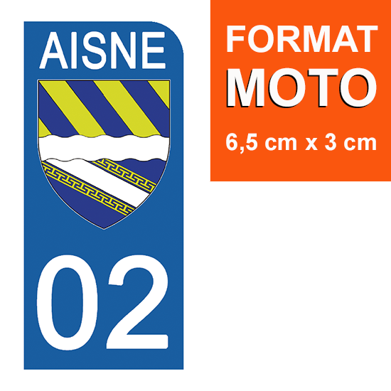 02 AISNE - Stickers pour plaque d'immatriculation, disponible pour AUTO et MOTO