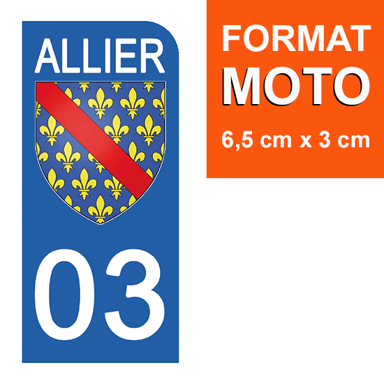 03 ALLIER - Stickers pour plaque d'immatriculation, disponible pour AUTO et MOTO