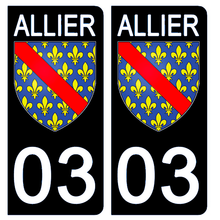 Load the image in the gallery, 03 ALLIER - Stickers for license plate, available for AUTO and MOTO