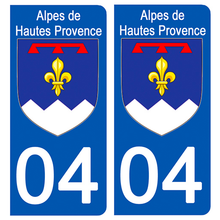 Load the image in the gallery, 04 ALPES DE HAUTES PROVENCE - License plate stickers, available for AUTO and MOTORCYCLE