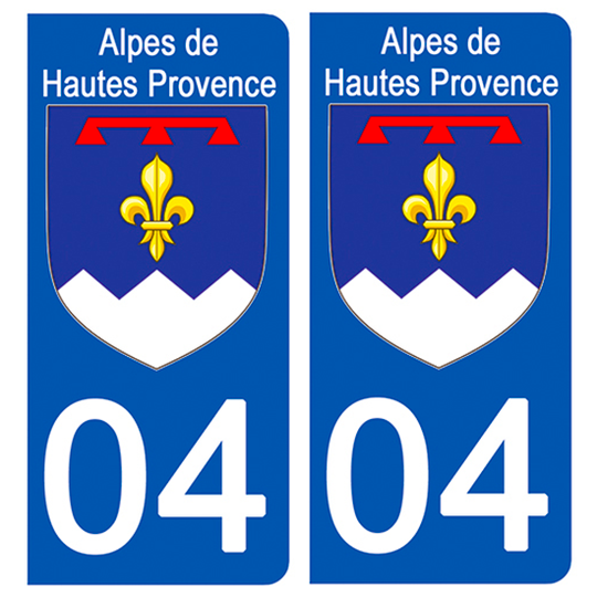04 ALPES DE HAUTES PROVENCE - Stickers pour plaque d'immatriculation, disponible pour AUTO et MOTO