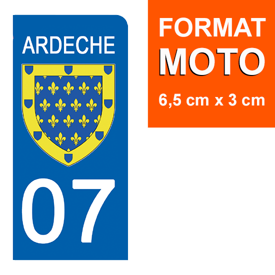 07 ARDECHE - Stickers pour plaque d'immatriculation, disponible pour AUTO et MOTO