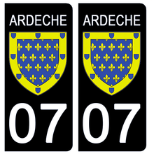 Charger l&#39;image dans la galerie, 07 ARDECHE - Stickers pour plaque d&#39;immatriculation, disponible pour AUTO et MOTO
