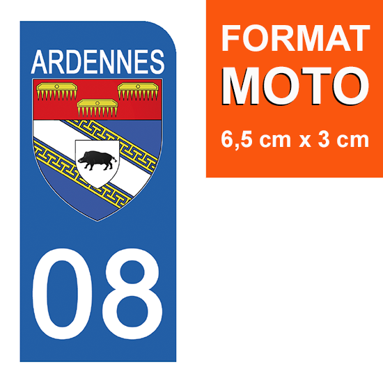 08 ARDENNES - Stickers pour plaque d'immatriculation, disponible pour AUTO et MOTO