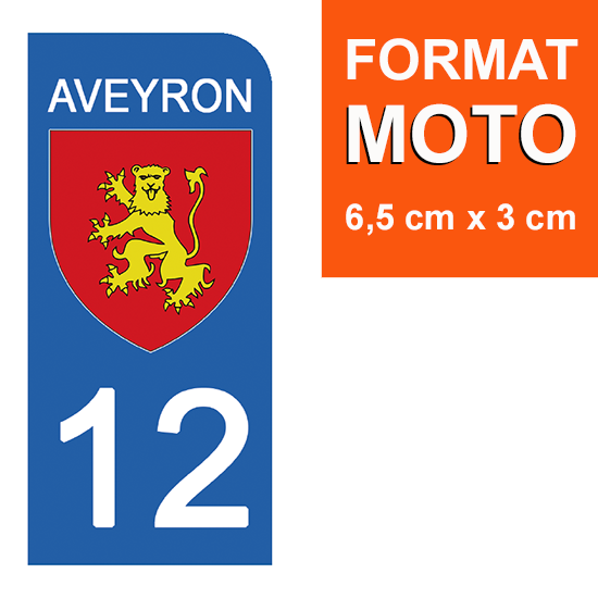 12 AVEYRON - Stickers pour plaque d'immatriculation, disponible pour AUTO et MOTO