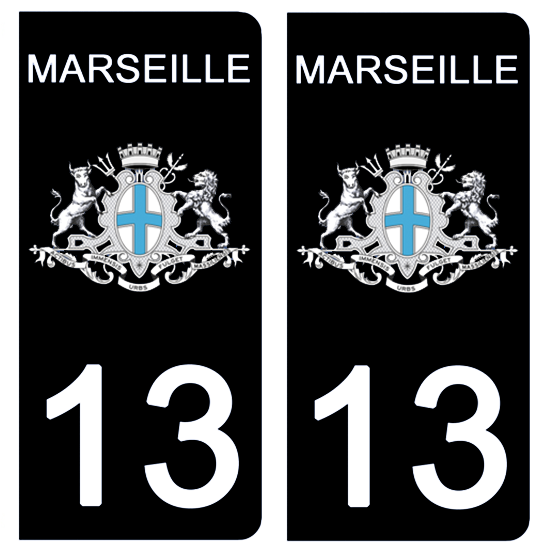Aufkleber-Set Für Motorrad-Kennzeichen – Region Marseille, Nr. 13, 60x30 Mm, Wetterfest