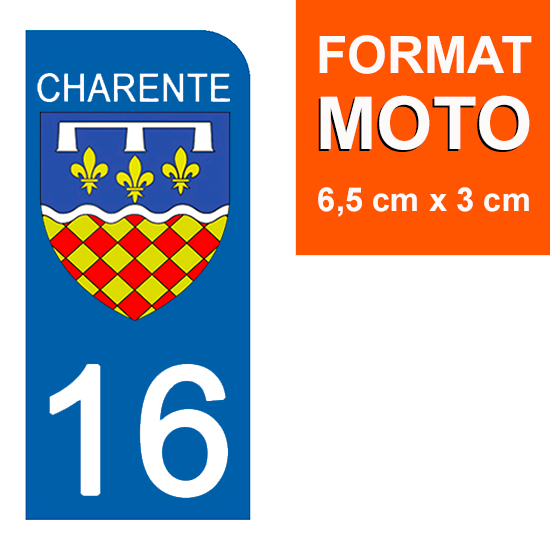 16 CHARENTE - Stickers pour plaque d'immatriculation, disponible pour AUTO et MOTO