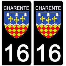 Load the image in the gallery, 16 CHARENTE - Stickers for license plate, available for AUTO and MOTO