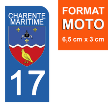 Charger l&#39;image dans la galerie, 17 CHARENTE MARITIME - Stickers pour plaque d&#39;immatriculation, disponible pour AUTO et MOTO
