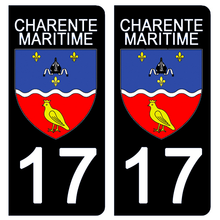 Load the image in the gallery, 17 CHARENTE MARITIME - Stickers for license plate, available for CAR and MOTO