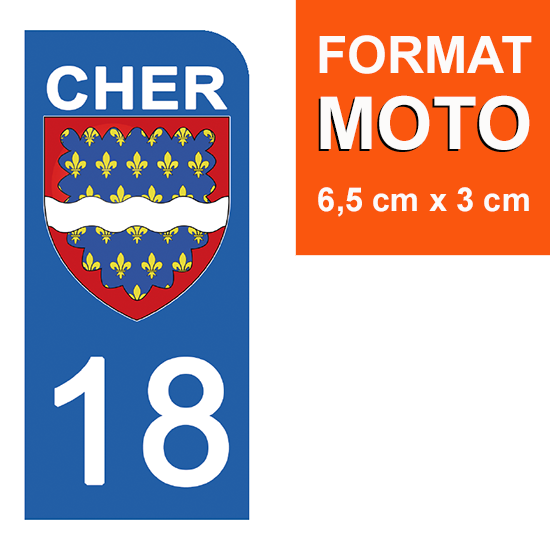 18 CHER - Stickers pour plaque d'immatriculation, disponible pour AUTO et MOTO