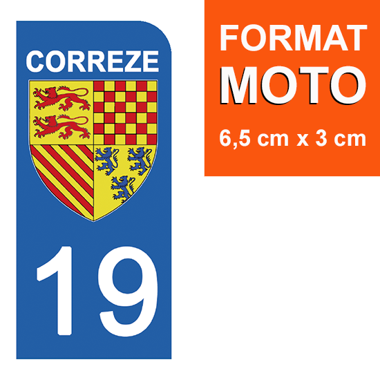 19 CORREZE - Stickers pour plaque d'immatriculation, disponible pour AUTO et MOTO