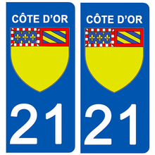 Load the image in the gallery, 21 COTE D'OR - Stickers for license plate, available for AUTO and MOTO