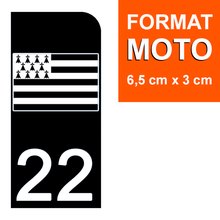 Charger l&#39;image dans la galerie, 22 COTE D&#39;ARMOR - Stickers pour plaque d&#39;immatriculation, disponible pour AUTO et MOTO
