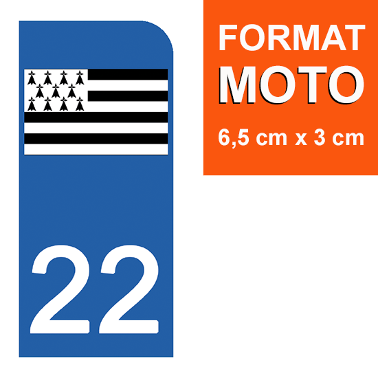 22 COTE D'ARMOR - Stickers pour plaque d'immatriculation, disponible pour AUTO et MOTO