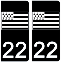 Charger l&#39;image dans la galerie, 22 COTE D&#39;ARMOR - Stickers pour plaque d&#39;immatriculation, disponible pour AUTO et MOTO
