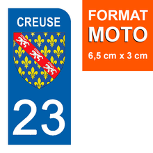 Load the image in the gallery, 23 CREUSE - Stickers for license plate, available for CAR and MOTO