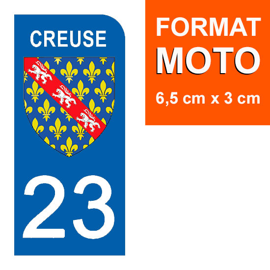 23 CREUSE - Stickers pour plaque d'immatriculation, disponible pour AUTO et MOTO